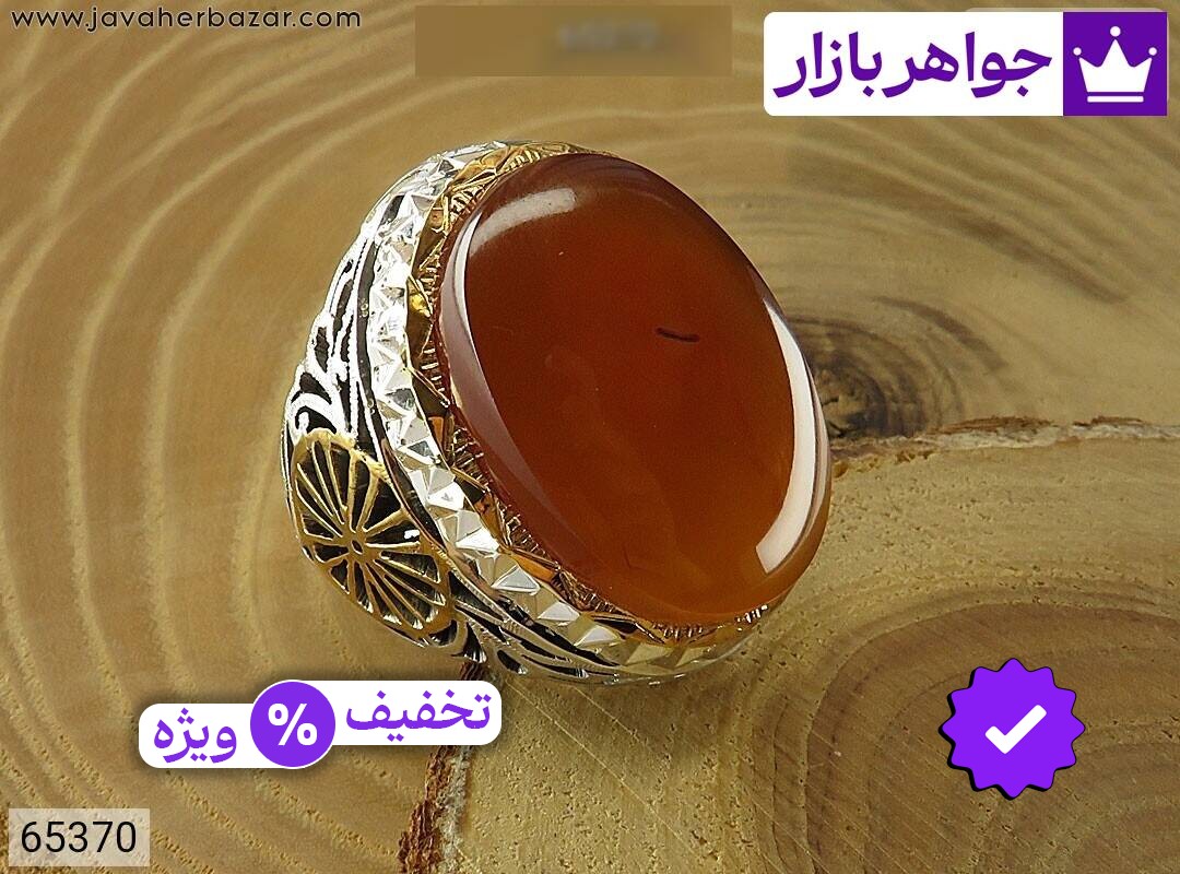 انگشتر نقره عقیق یمنی قرمز فاخر مردانه دست ساز