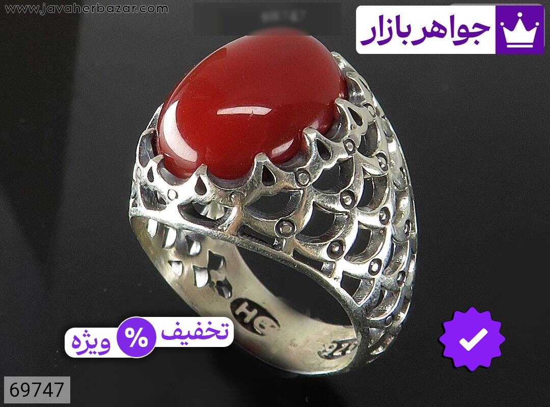 انگشتر نقره عقیق فاخر مردانه
