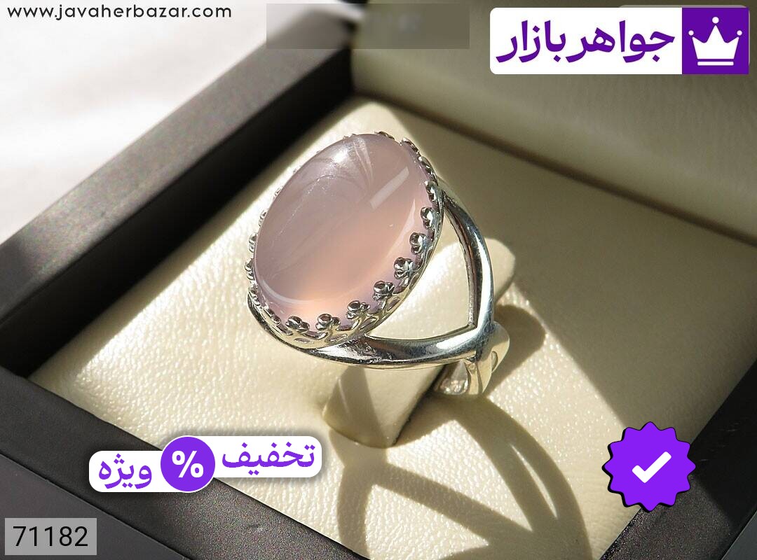 انگشتر عقیق زنانه انگشتر نقره عقیق سوسنی طرح شانلی زنانه