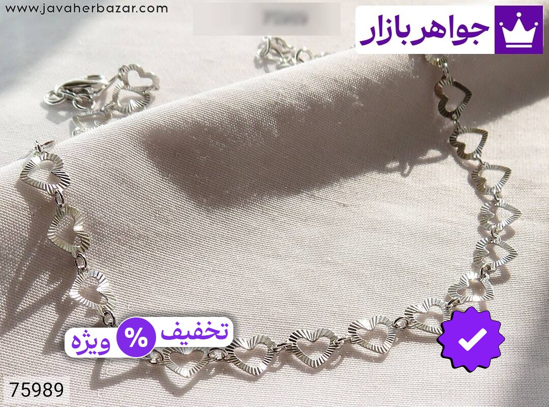 پابند نقره پابند نقره طرح قلب شیک ایتالیایی
