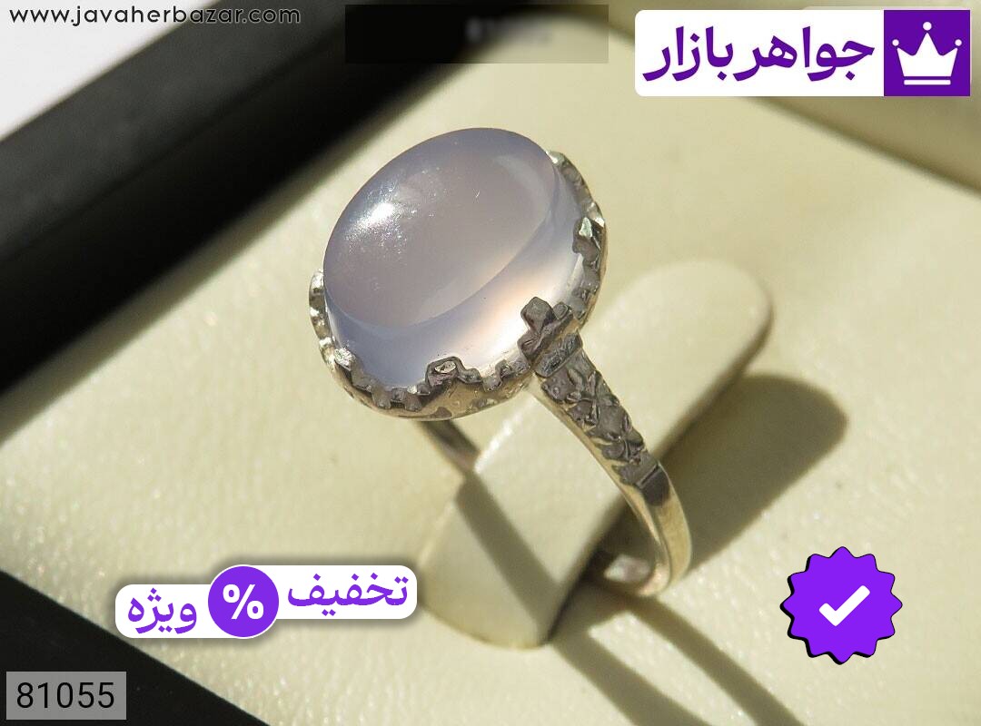 انگشتر نقره عقیق یمنی کبود طرح نسترن زنانه