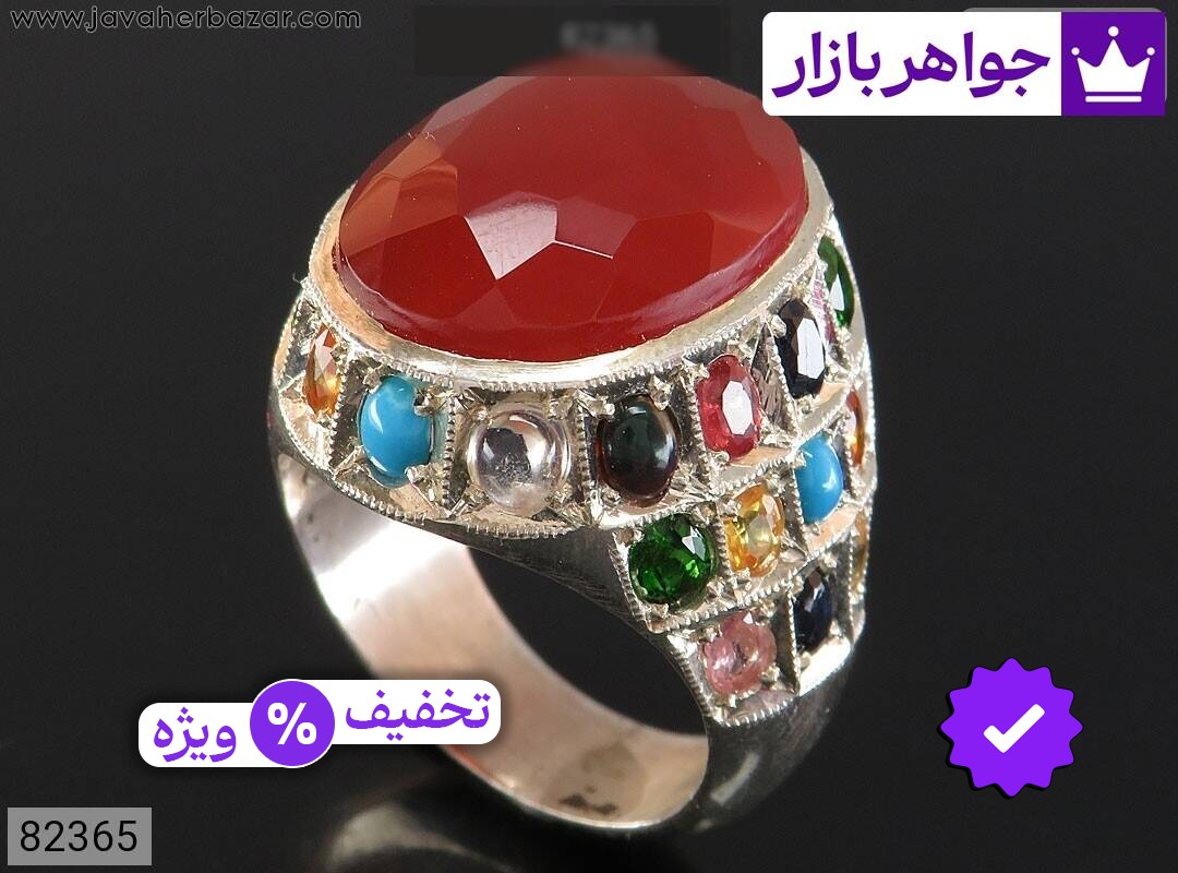 انگشتر نقره عقیق یمنی قرمز بی نظیر مخراج فیروزه نیشابور سیترین زمرد زبرجد یاقوت سرخ یاقوت کبود آفریقا اپال درنجف مردانه دست ساز