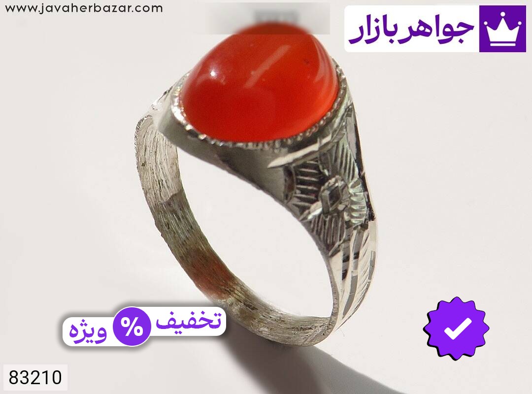 انگشتر نقره عقیق قرمز سرخ سایز کوچک نهایتا تا سایز 56 بچه گانه
