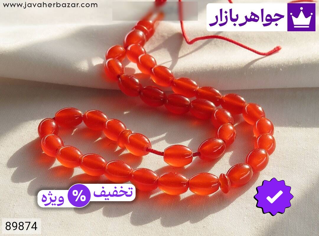 تسبیح کهربا پودری 33 دانه سرخ