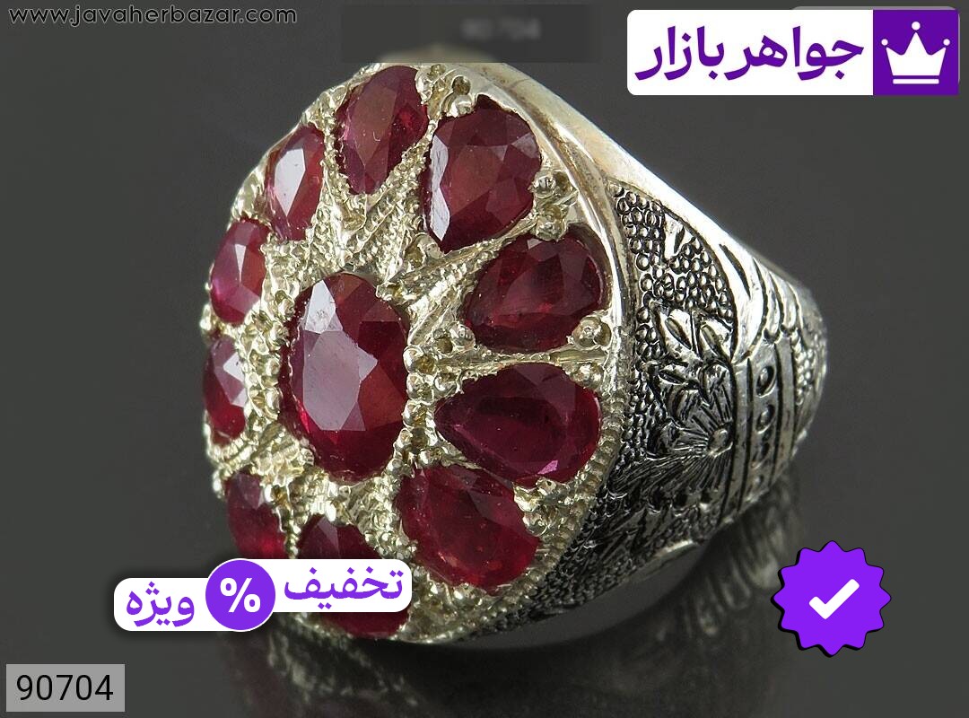 انگشتر یاقوت قرمز مردانه انگشتر نقره یاقوت قرمز اشرافی مردانه دست ساز