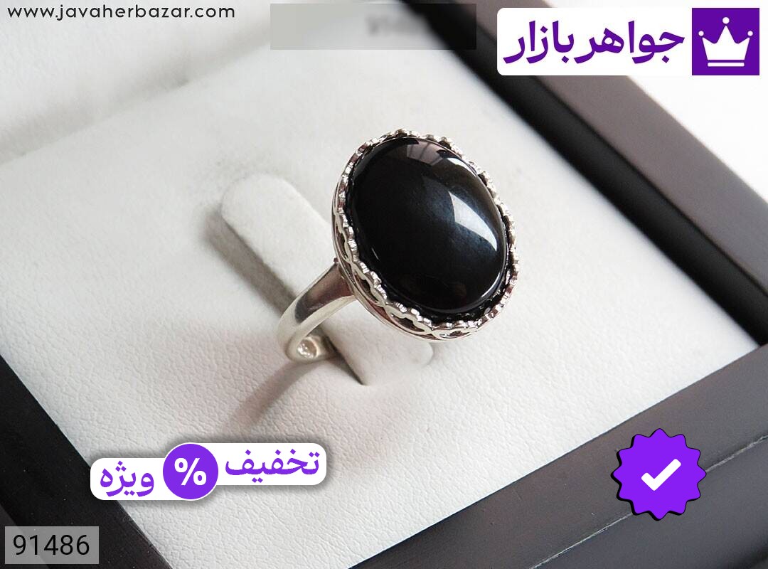 انگشتر نقره عقیق سیاه زنانه