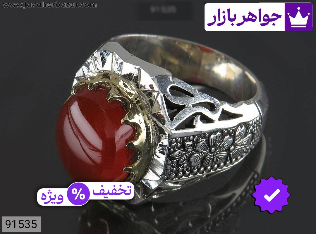 انگشتر نقره عقیق یمنی فاخر مردانه دست ساز