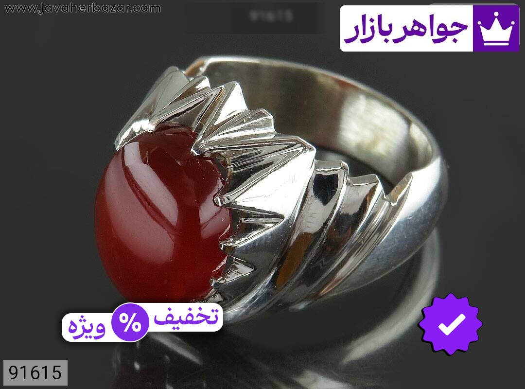 انگشتر نقره عقیق یمنی لوکس مردانه