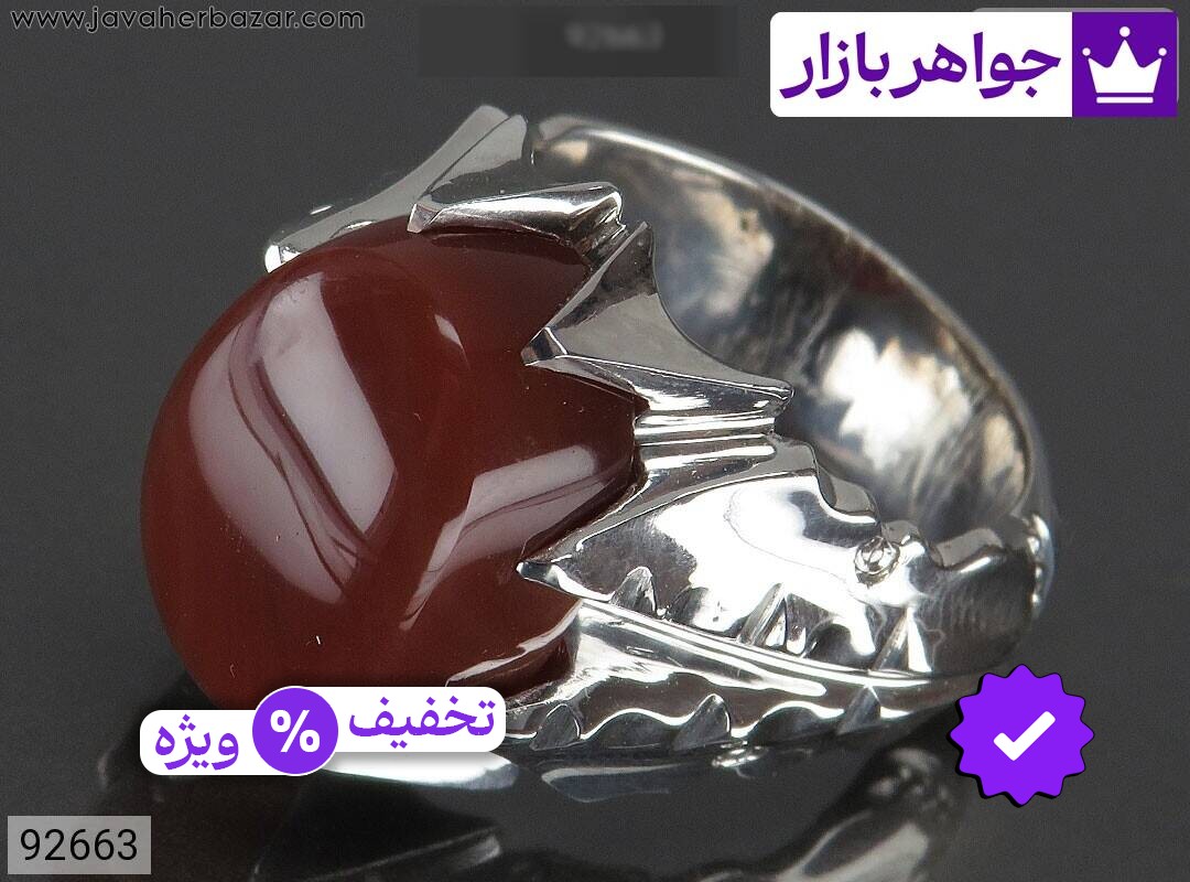 انگشتر نقره عقیق یمنی فاخر مردانه دست ساز