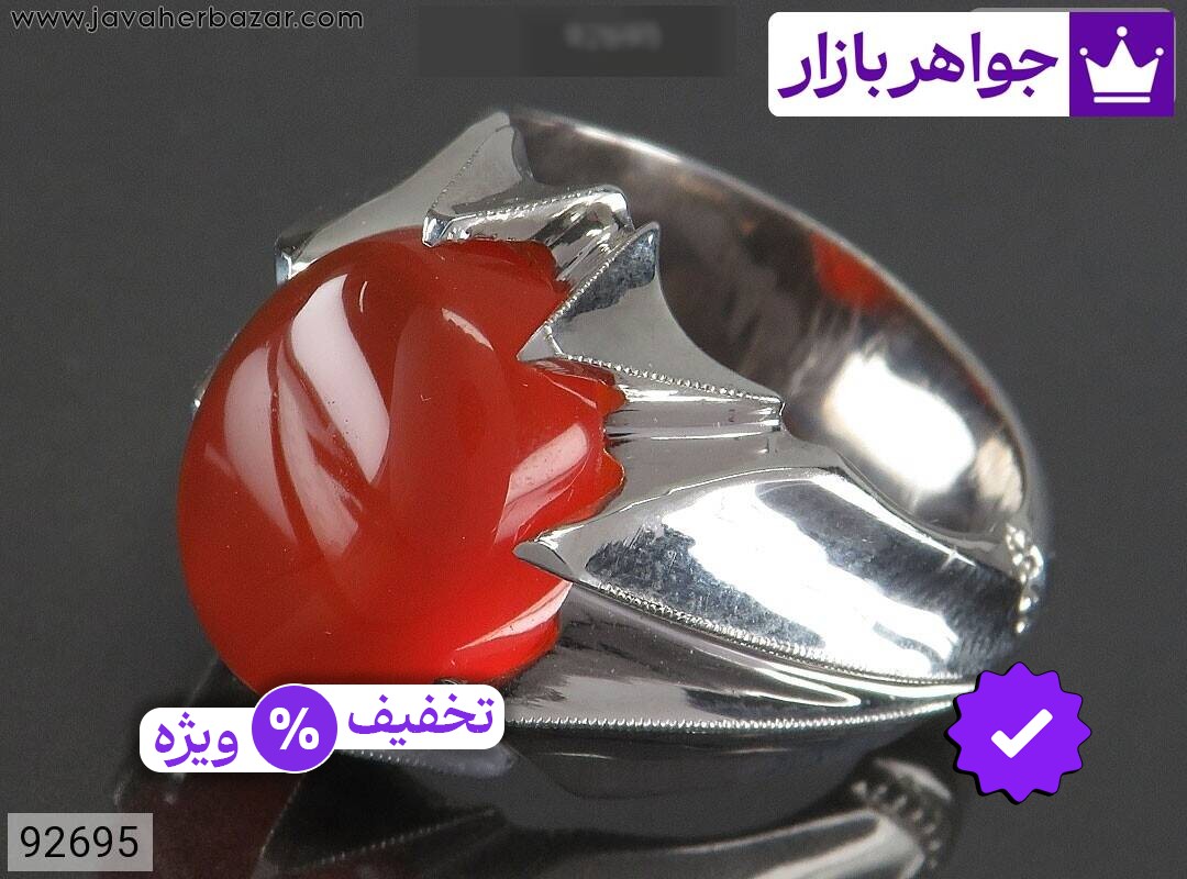 انگشتر نقره عقیق یمنی لوکس دورچنگ مردانه دست ساز