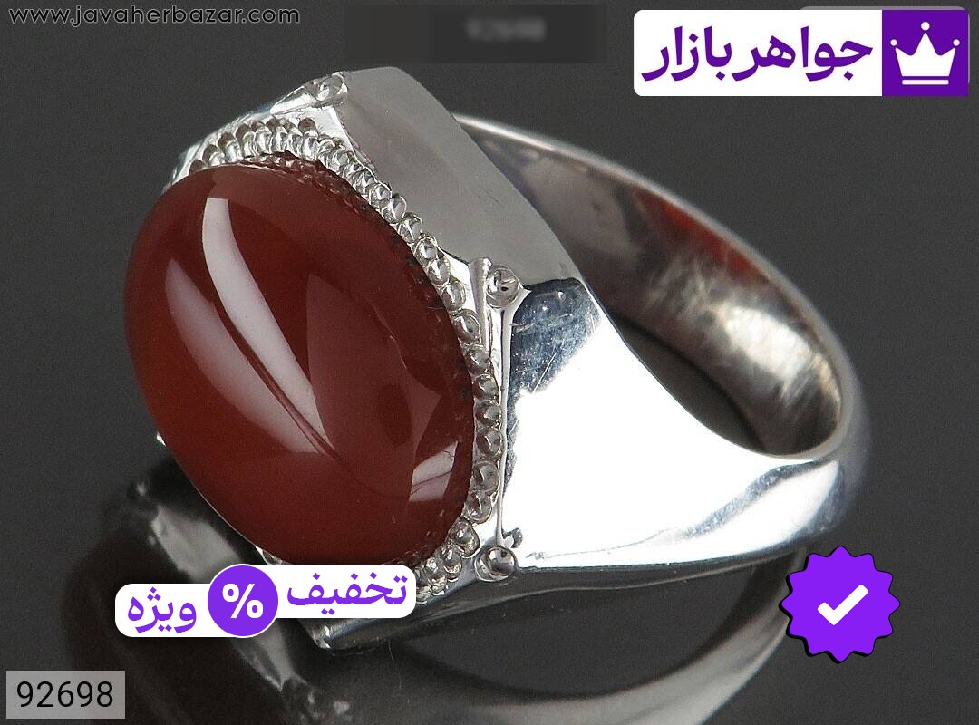 انگشتر نقره عقیق یمنی لوکس درشت مردانه دست ساز
