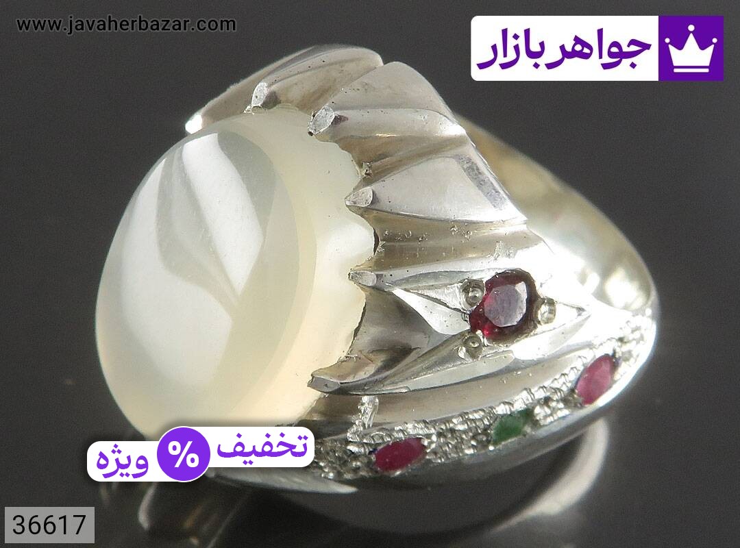 عکس انگشتر عقیق سفید مردانه