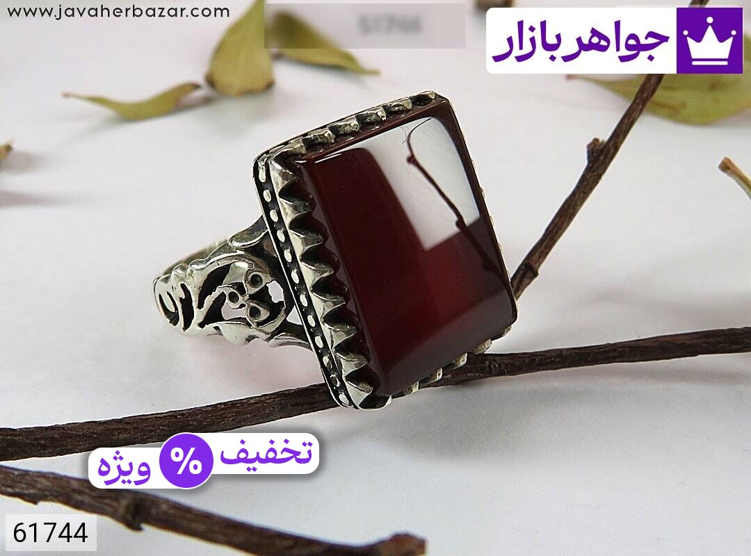 عکس انگشتر عقیق سرخ قرمز مردانه