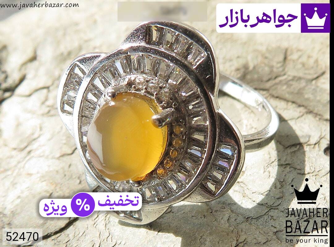 عکس انگشتر عقیق یمنی زرد زنانه