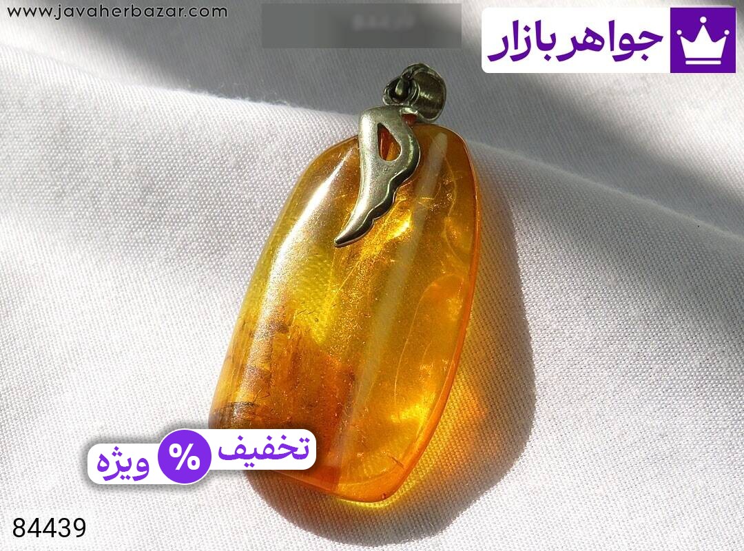 عکس گردنبند کهربا زرد زنانه