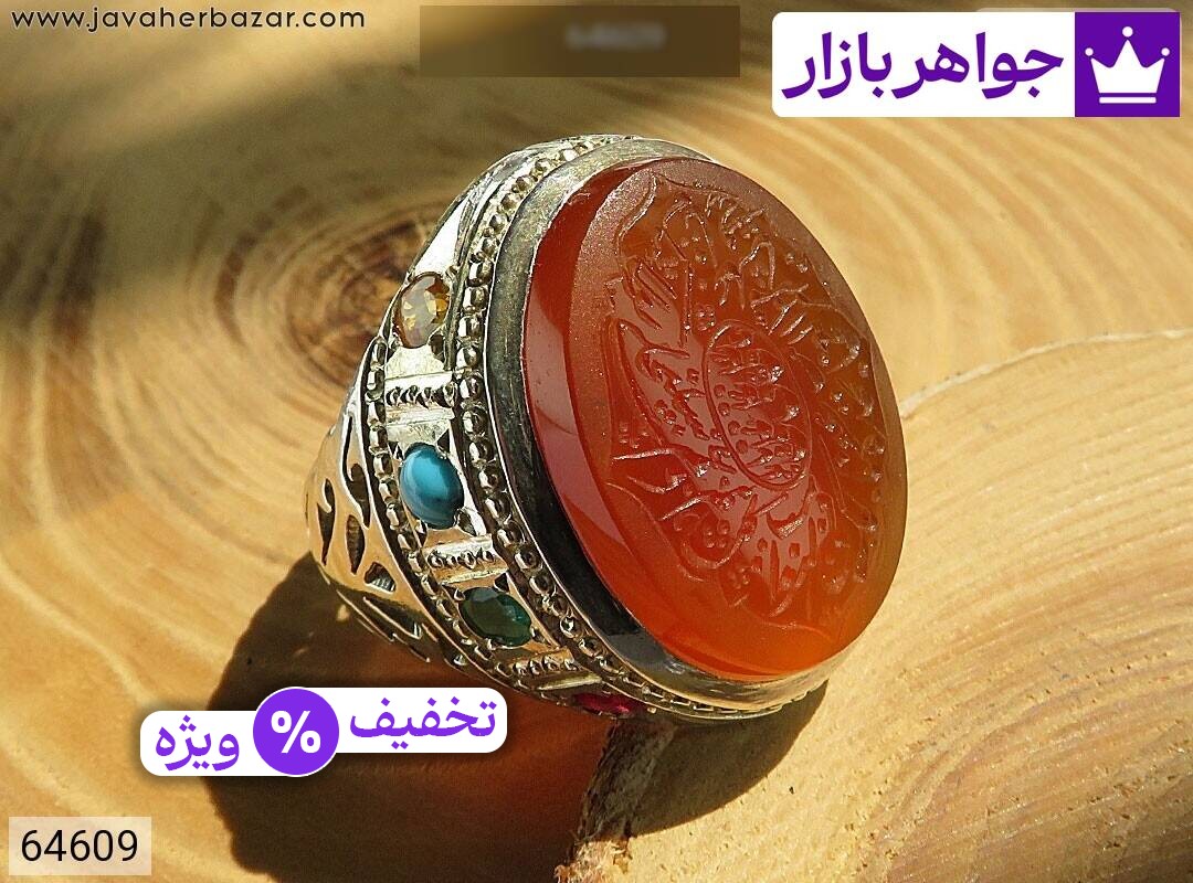 عکس انگشتر عقیق یمنی سرخ قرمز
