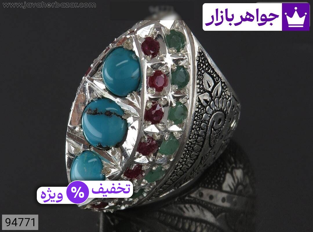 عکس انگشتر زمرد آفریقایی مردانه