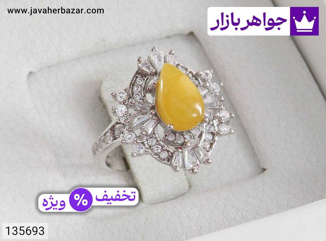 عکس انگشتر کهربا بولونی لهستان زنانه