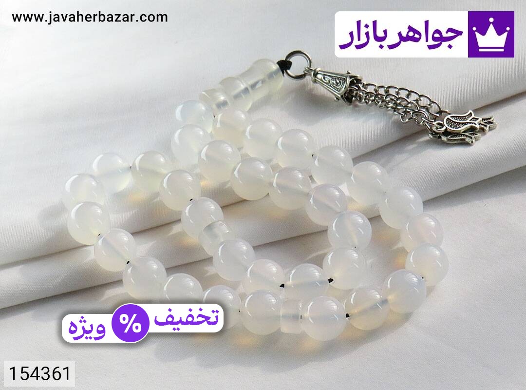 عکس تسبیح عقیق یمنی سفید 33 دانه