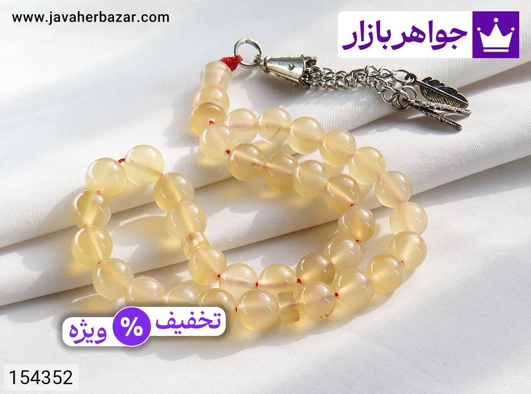 عکس تسبیح عقیق یمنی زرد 33 دانه