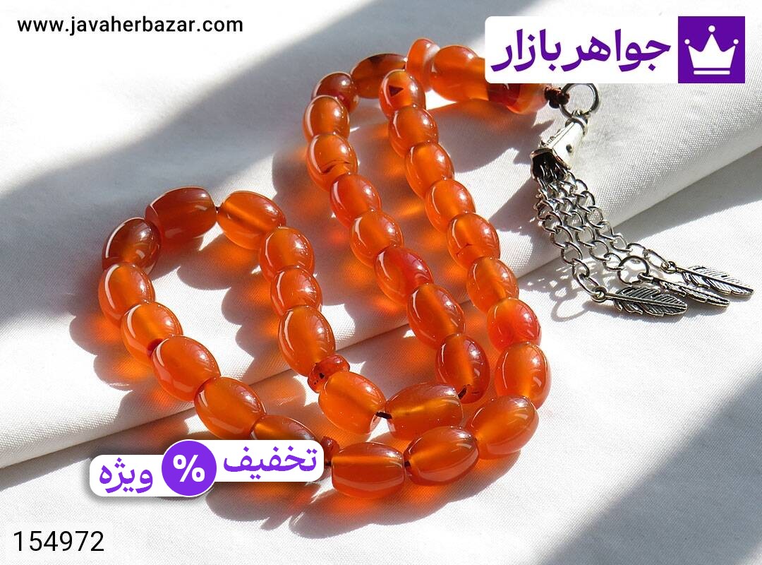 عکس تسبیح عقیق یمنی نارنجی 33 دانه