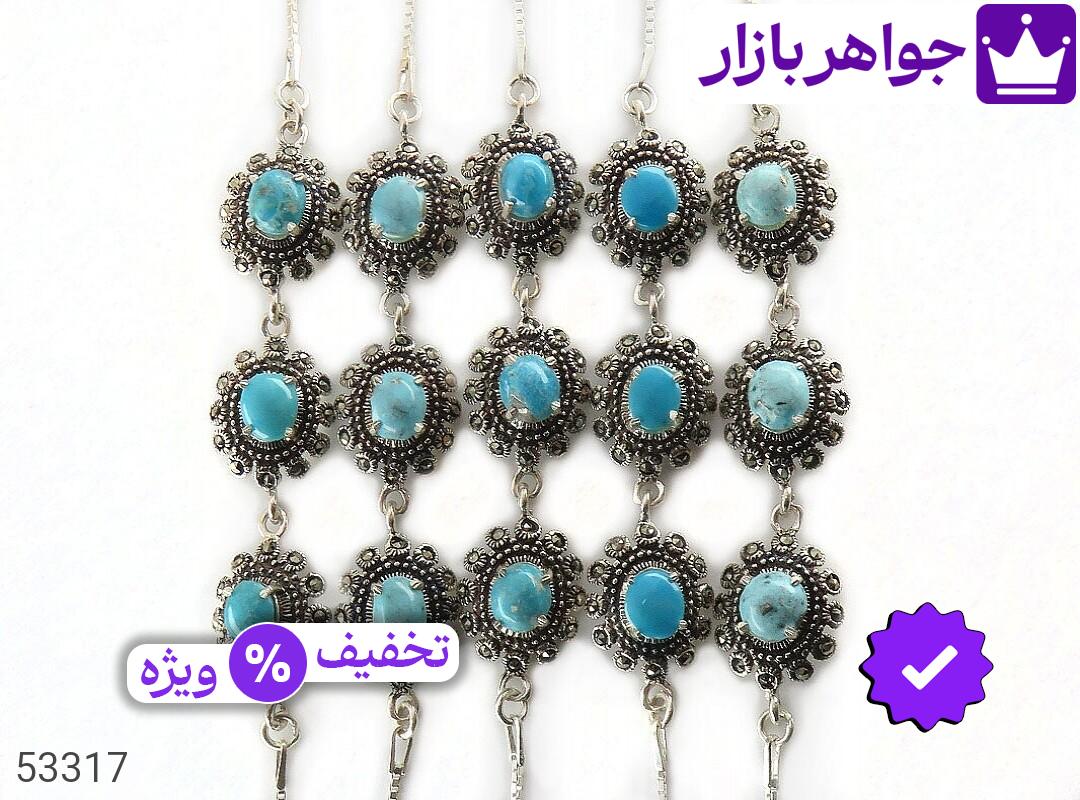 تصویر 3 دستبند فیروزه زنانه با ضمانت اصالت جواهربازار عکس 3 دستبند فیروزه زنانه اصل جواهربازار – مدل منتخب و موجود برای خرید