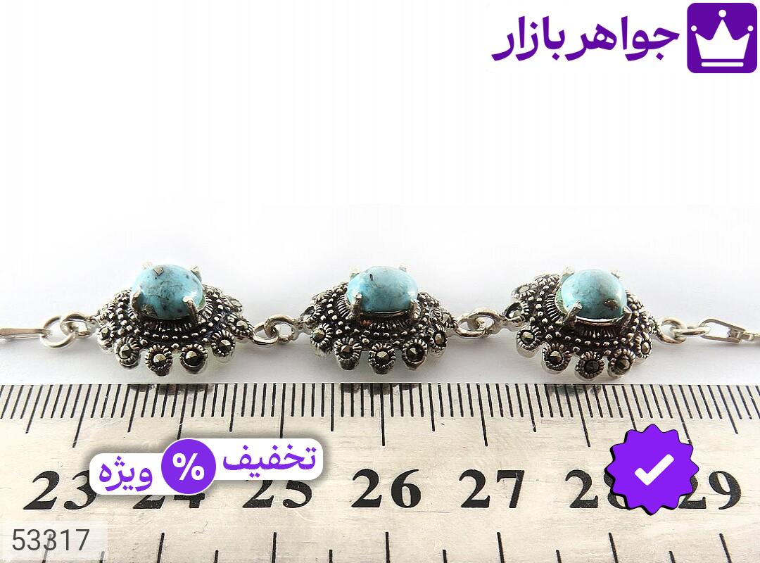 تصویر 4 دستبند فیروزه زنانه با ضمانت اصالت جواهربازار عکس 4 دستبند فیروزه زنانه اصل جواهربازار – مدل منتخب و موجود برای خرید