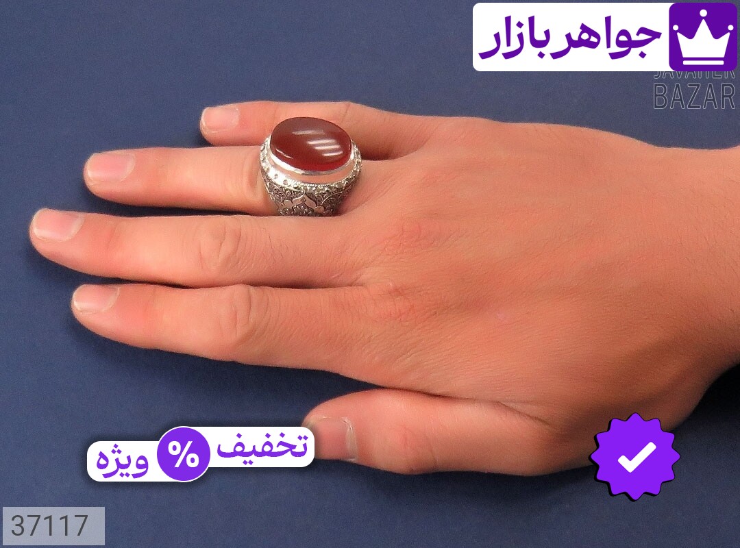 تصویر 5 انگشتر عقیق یمنی قهوهای با ضمانت اصالت جواهربازار عکس 5 انگشتر عقیق یمنی قهوهای اصل جواهربازار – مدل منتخب و موجود برای خرید