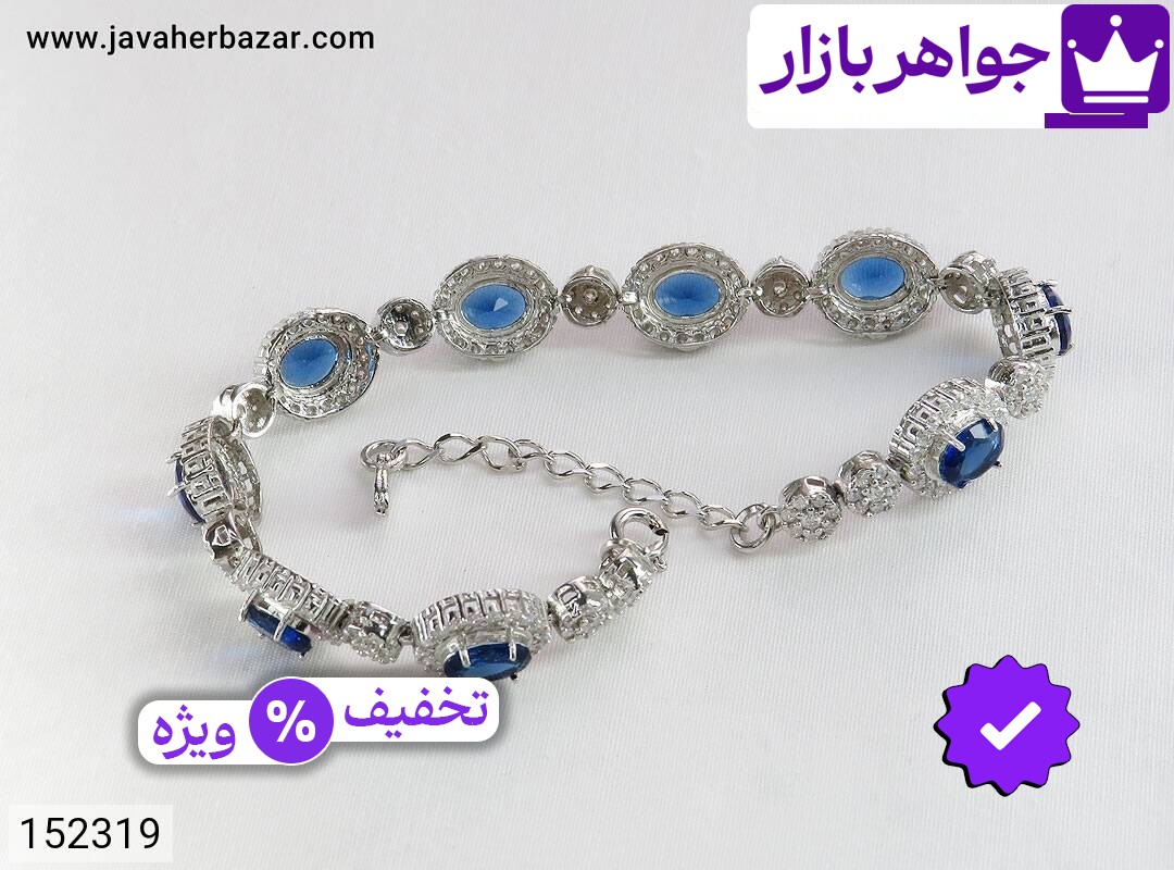 تصویر 2 دستبند یاقوت آبی زنانه با ضمانت اصالت جواهربازار عکس 2 دستبند یاقوت آبی زنانه اصل جواهربازار – مدل منتخب و موجود برای خرید
