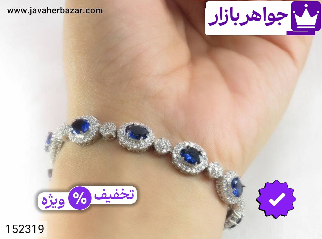 تصویر 4 دستبند یاقوت آبی زنانه با ضمانت اصالت جواهربازار عکس 4 دستبند یاقوت آبی زنانه اصل جواهربازار – مدل منتخب و موجود برای خرید