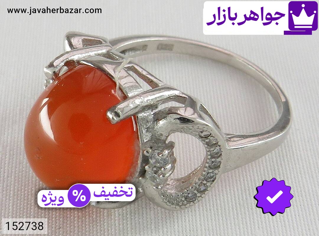 تصویر 1 انگشتر عقیق خراسان زنانه با ضمانت اصالت جواهربازار عکس 1 انگشتر عقیق خراسان زنانه اصل جواهربازار – مدل منتخب و موجود برای خرید