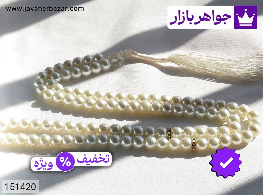عکس و مدل انواع تسبیح مروارید سفید 101 دانه با بالاترین کیفیت بهترین قیمت اصل ضمانت 99ساله شناسنامه فاکتور تسبیحمرواریدسفید101دانه